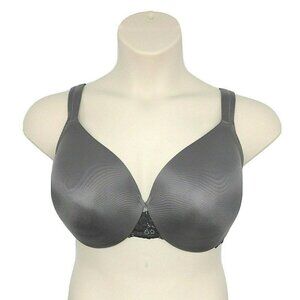 Cacique Lane Bryant Womens Bra Smooth Satin Full Coverage w/ Lace 42DD Gray